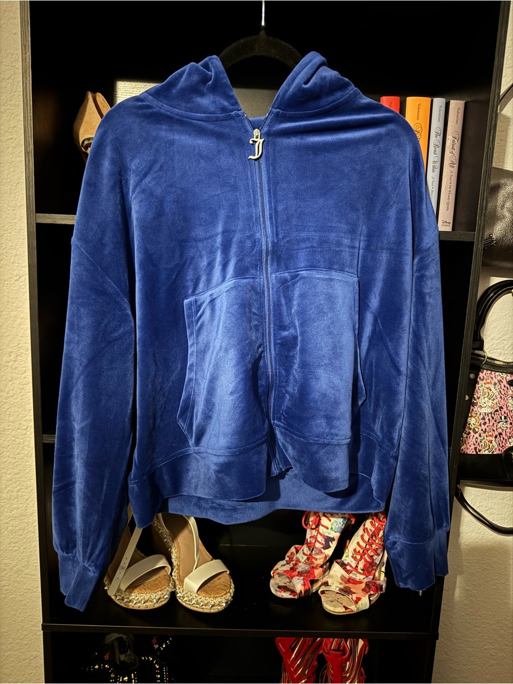 Juicy Couture Royal Blue Velvet Zip-Up Hoodie